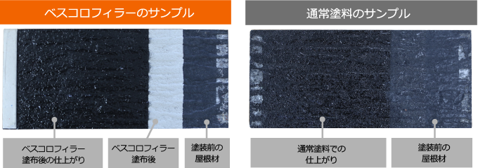 ベスコロフィラーのサンプル、通常塗料のサンプル
