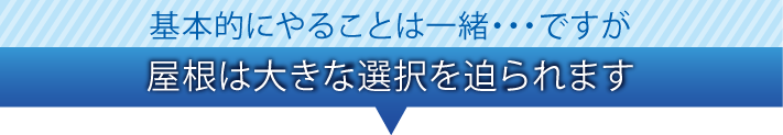 基本的にやることは一緒・・・ですが屋根は大きな選択を迫られます