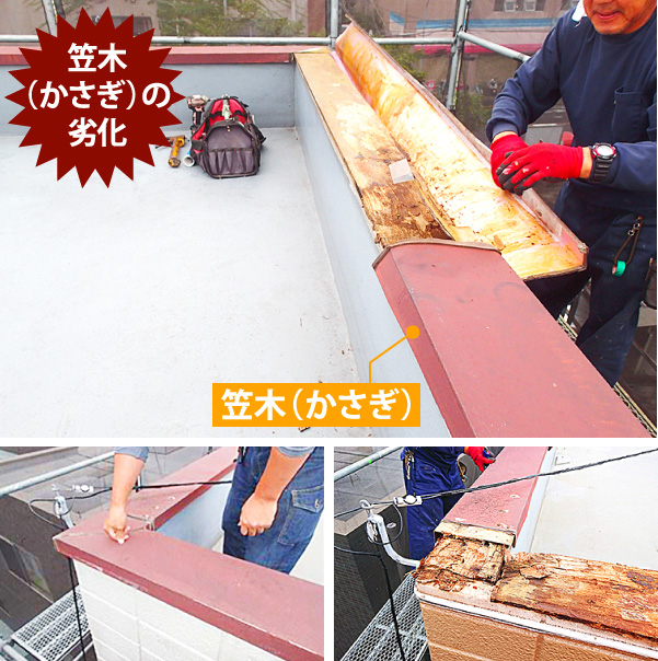笠木(かさぎ)の劣化