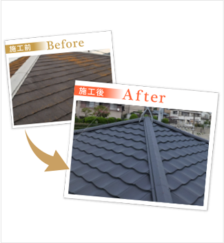 コロニアル屋根に重ね葺きできます