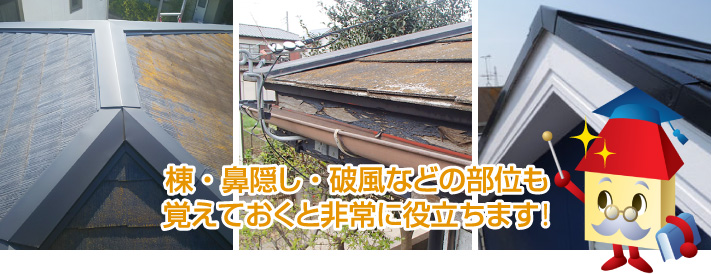 棟・鼻隠し・破風などの部位も
覚えておくと非常に役立ちます！